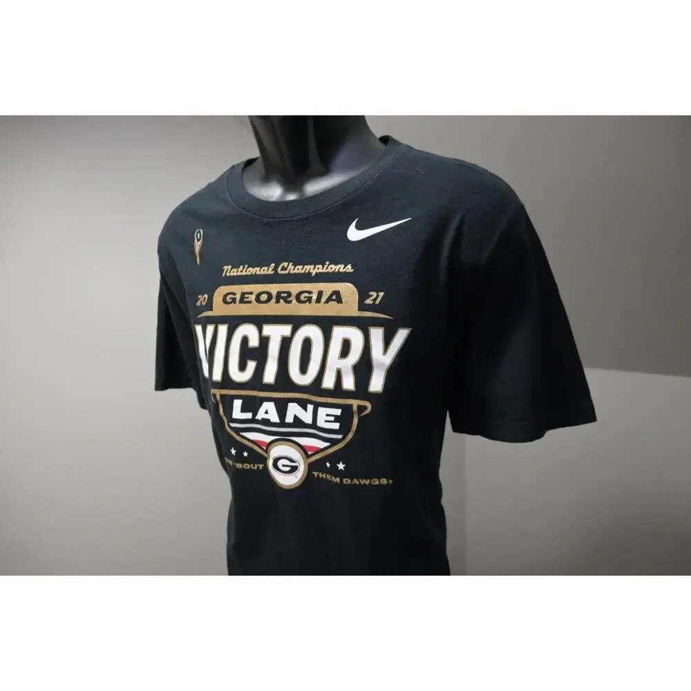 Nike Gym Shirt UGA Georgia Bulldogs National Champions Black Tee Mens Size XL‎
